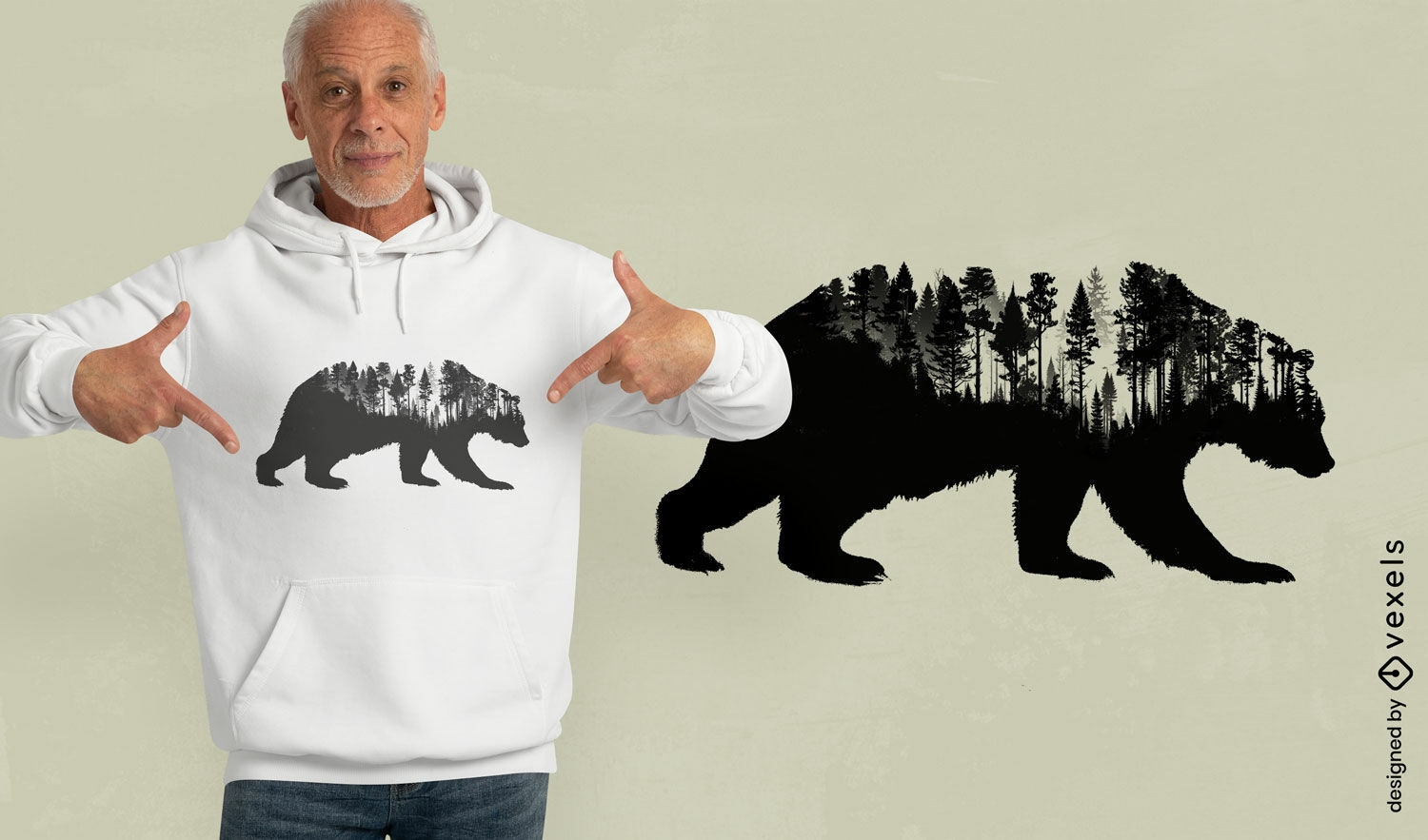 Diseño de camiseta de silueta de oso del bosque.
