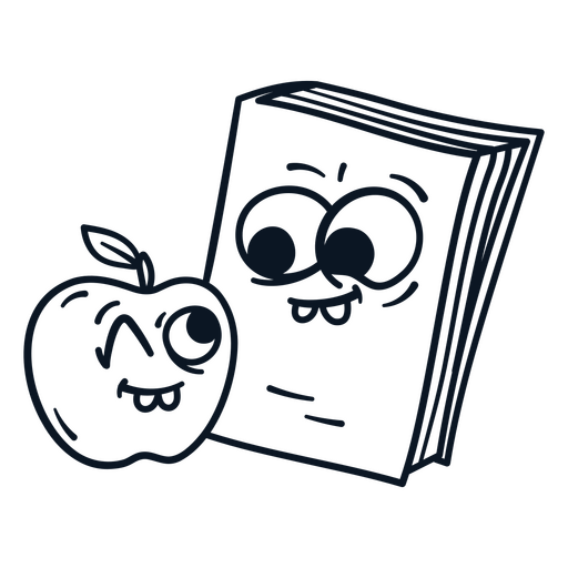 Apple and a book PNG Design