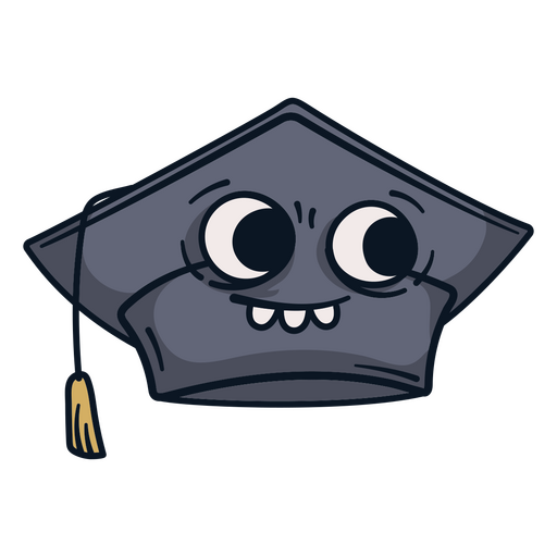 Chapéu de graduação de desenho animado com olhos e uma borla Desenho PNG