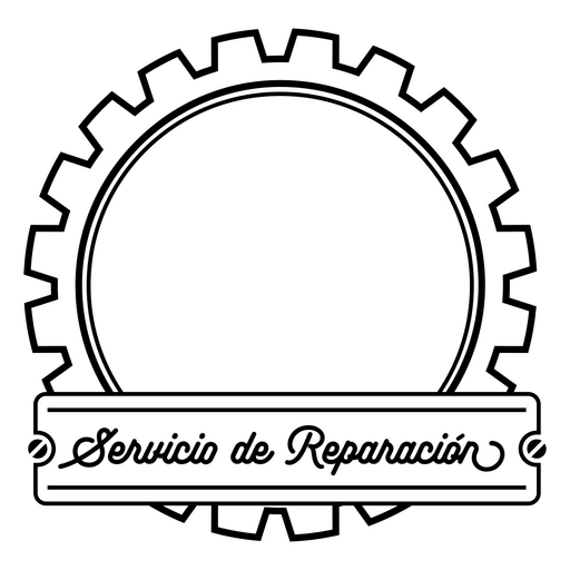Design de logotipo de engrenagem com texto de serviço de reparo Desenho PNG