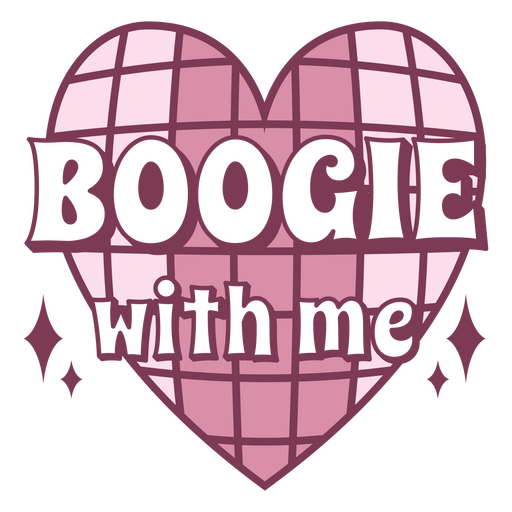 Corazón rosa con las palabras boogie conmigo. Diseño PNG