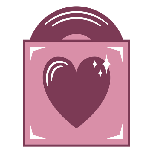 Caja rosa con un corazón dentro. Diseño PNG