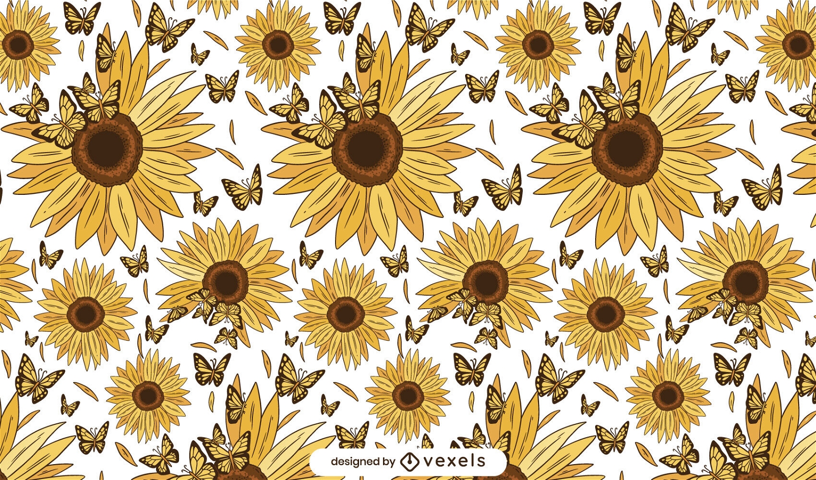 Sunflowers and butterflies pattern design