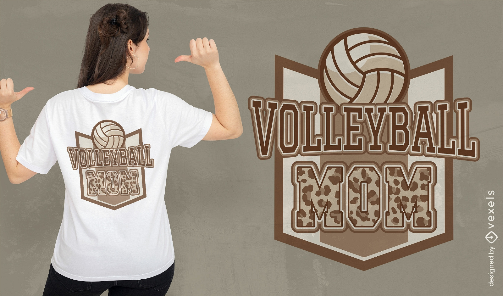 Dise?o de camiseta de mam? de voleibol con estampado animal.