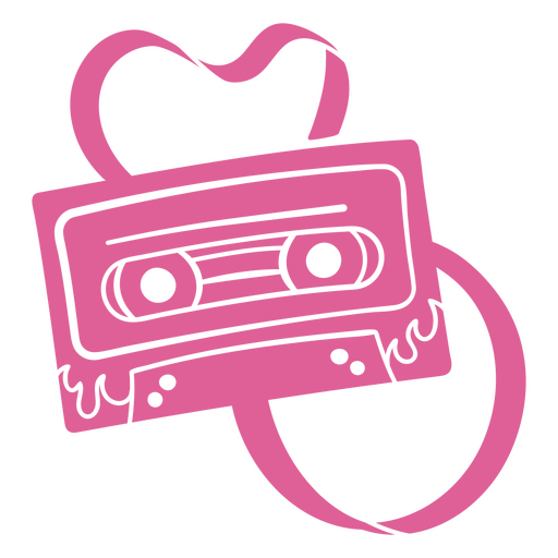 Pink cassette with a heart on it PNG Design