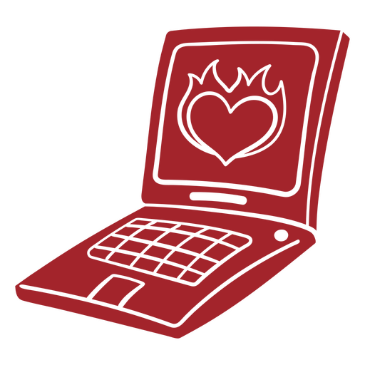 Laptop vermelho com um coração Desenho PNG