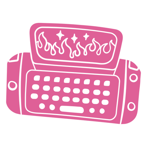 Pink sidekick phone with flames PNG Design