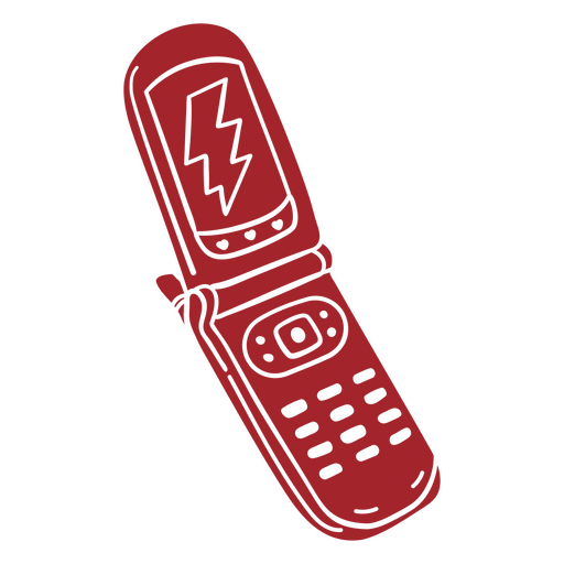 Red cell phone with a lightning bolt on it PNG Design