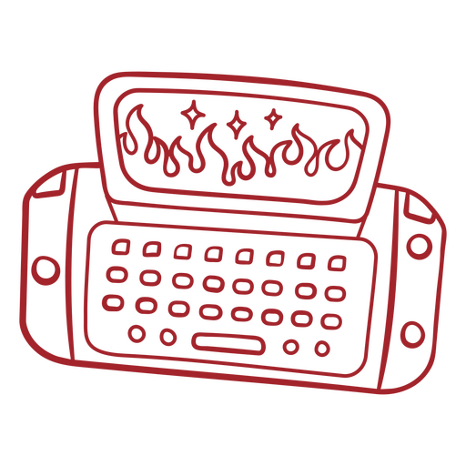 Red sidekick phone with flames PNG Design