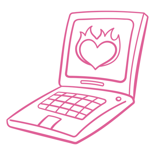 Laptop rosa com um coração Desenho PNG