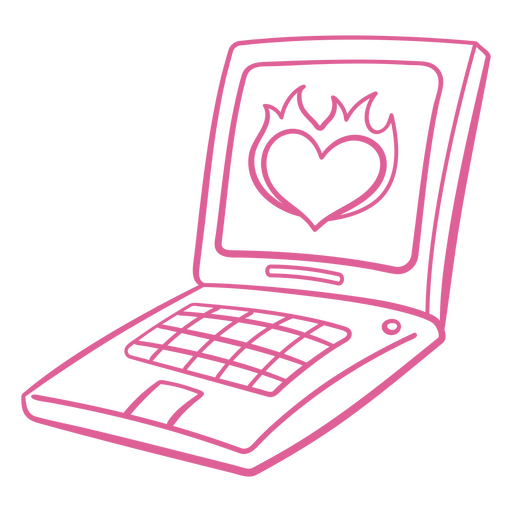 Pink laptop with a heart on it PNG Design
