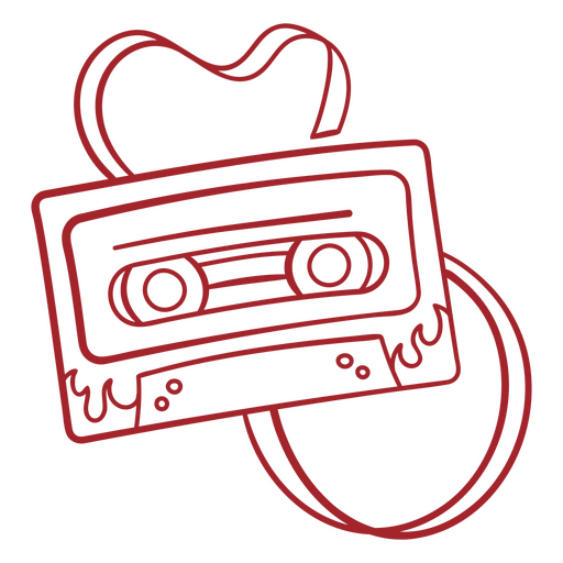 Red cassette with a heart on it PNG Design