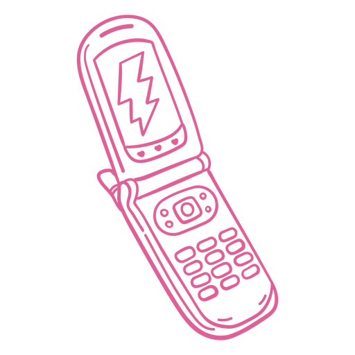 Teléfono celular rosa con un rayo Diseño PNG