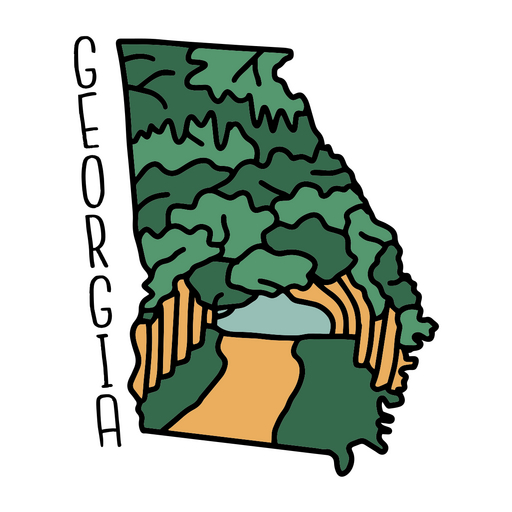 El estado de Georgia se muestra en una pegatina. Diseño PNG