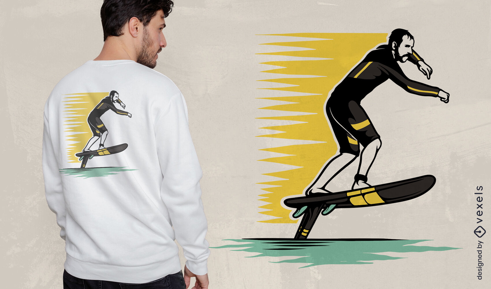 Diseño de camiseta de surf eléctrico.