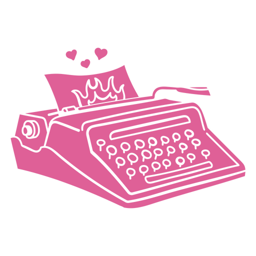 Pink typewriter with hearts on it PNG Design