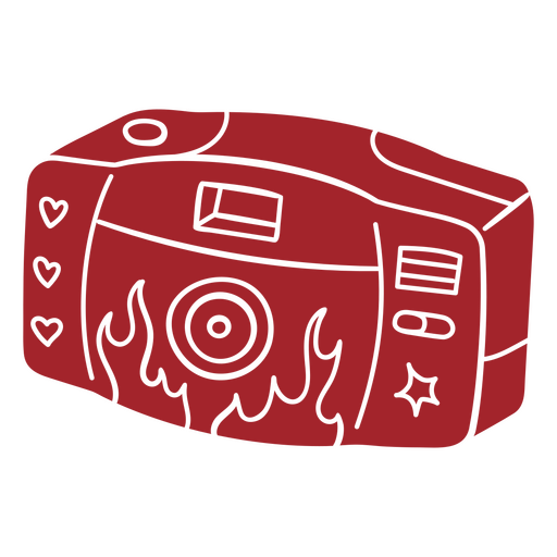 Red camera with flames on it PNG Design