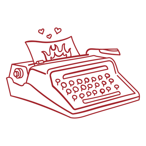 Red typewriter stroke PNG Design