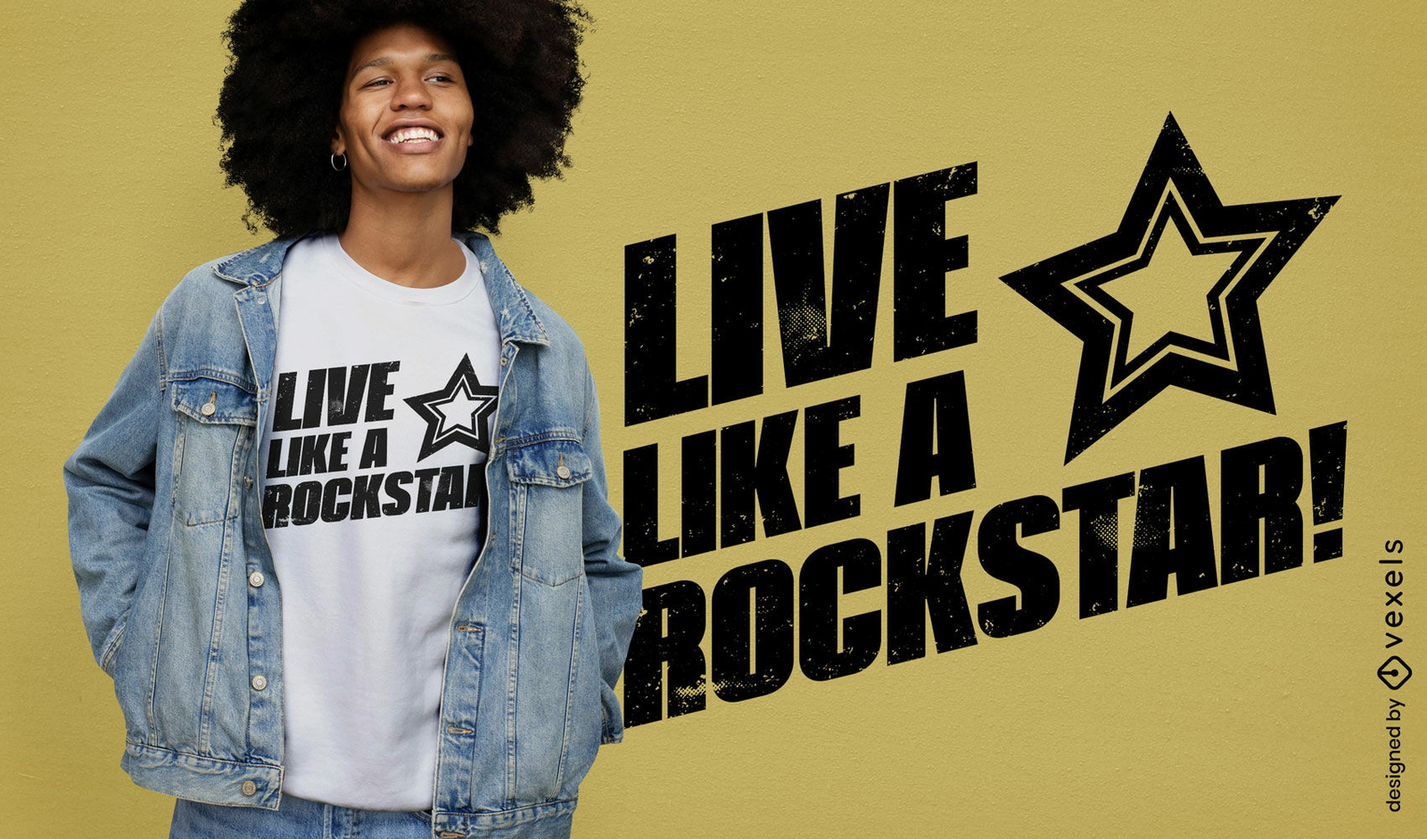 Vive como un diseño de camiseta rockstar