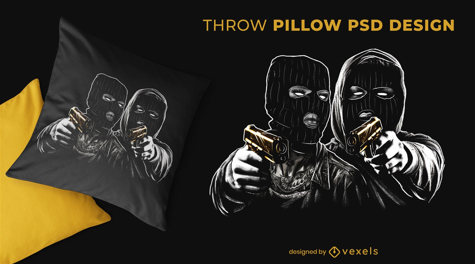 Thief couple crime throw pillow design