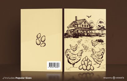 Design de capa de livro de fazenda de galinhas KDP