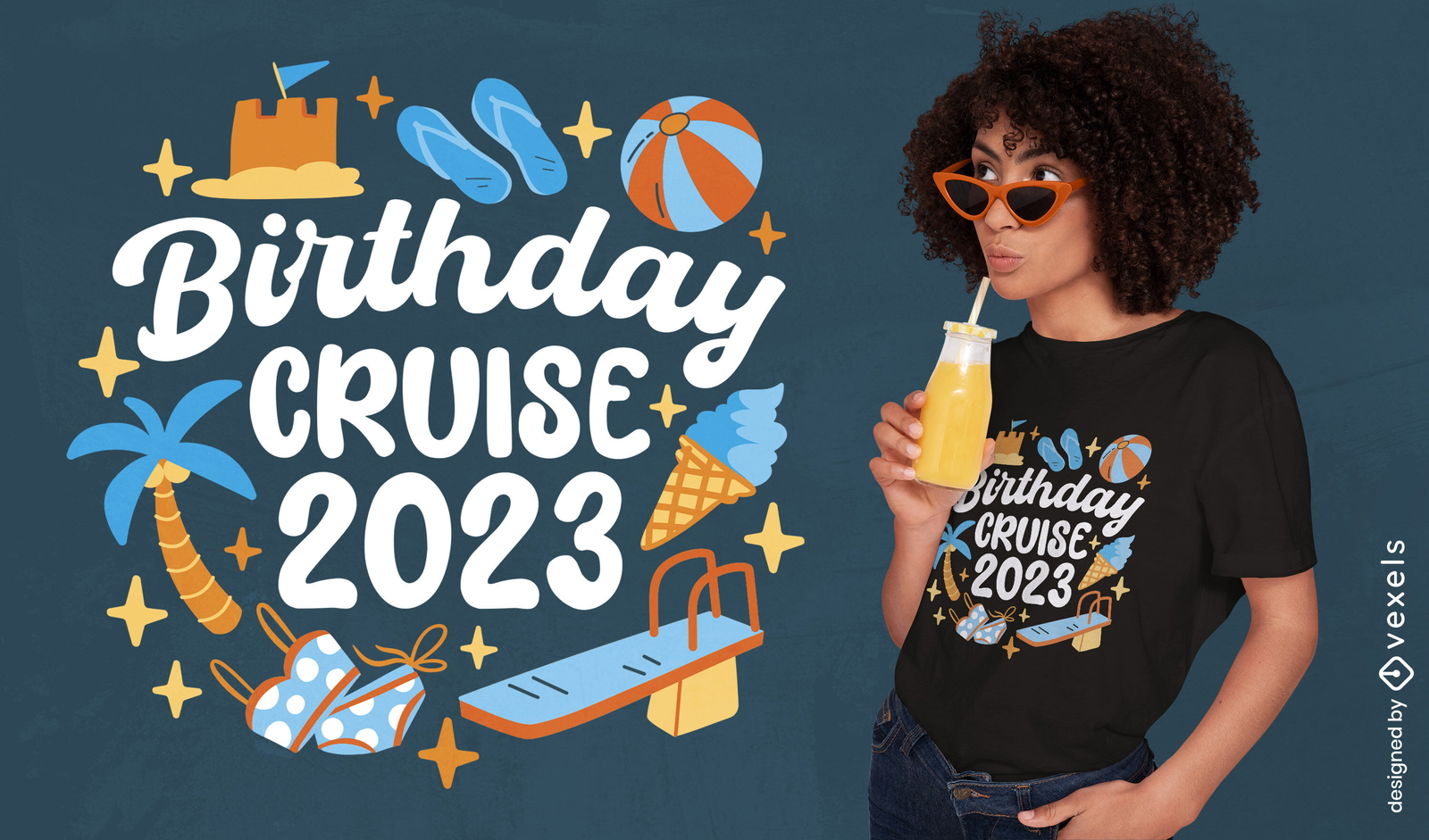 Diseño de camiseta de crucero de cumpleaños.