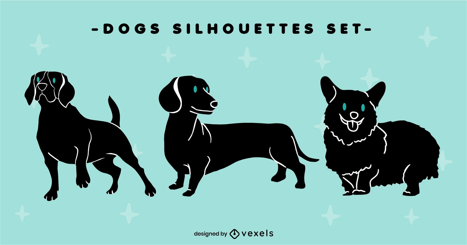 Conjunto de silhuetas de cães minúsculos