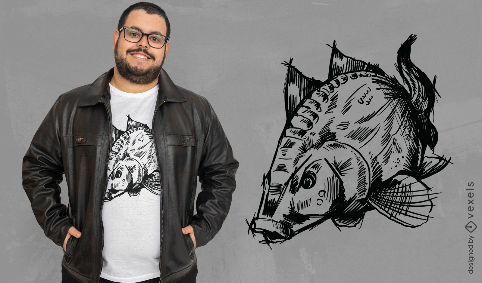 Design de camiseta de desenho de peixe