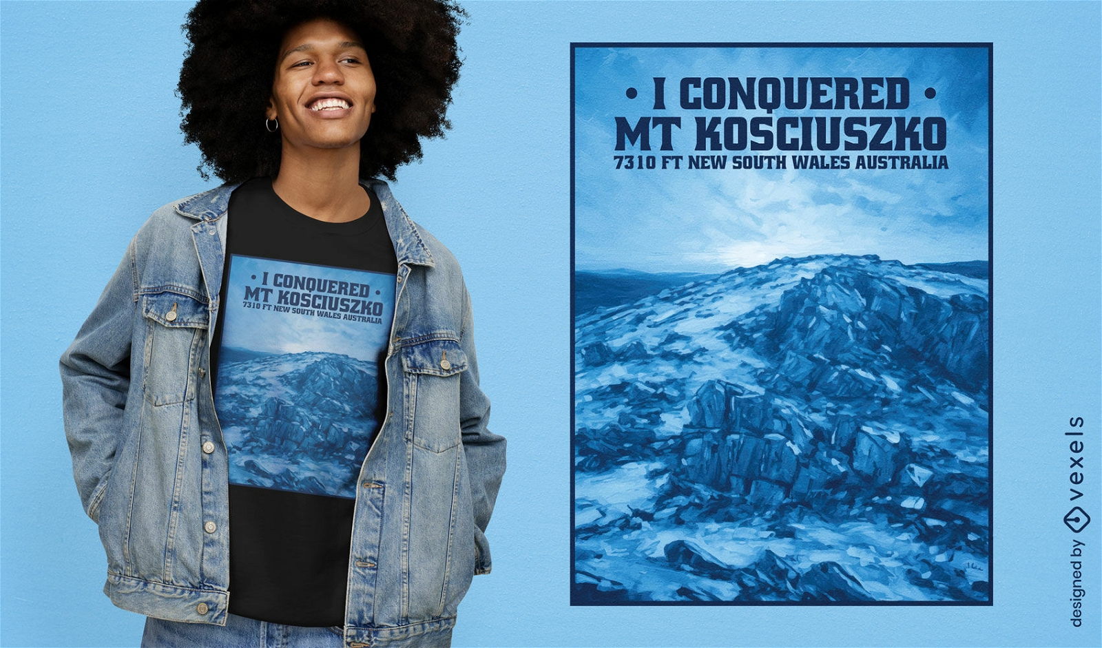 Diseño de camiseta del monte Kosciuszko conquistado
