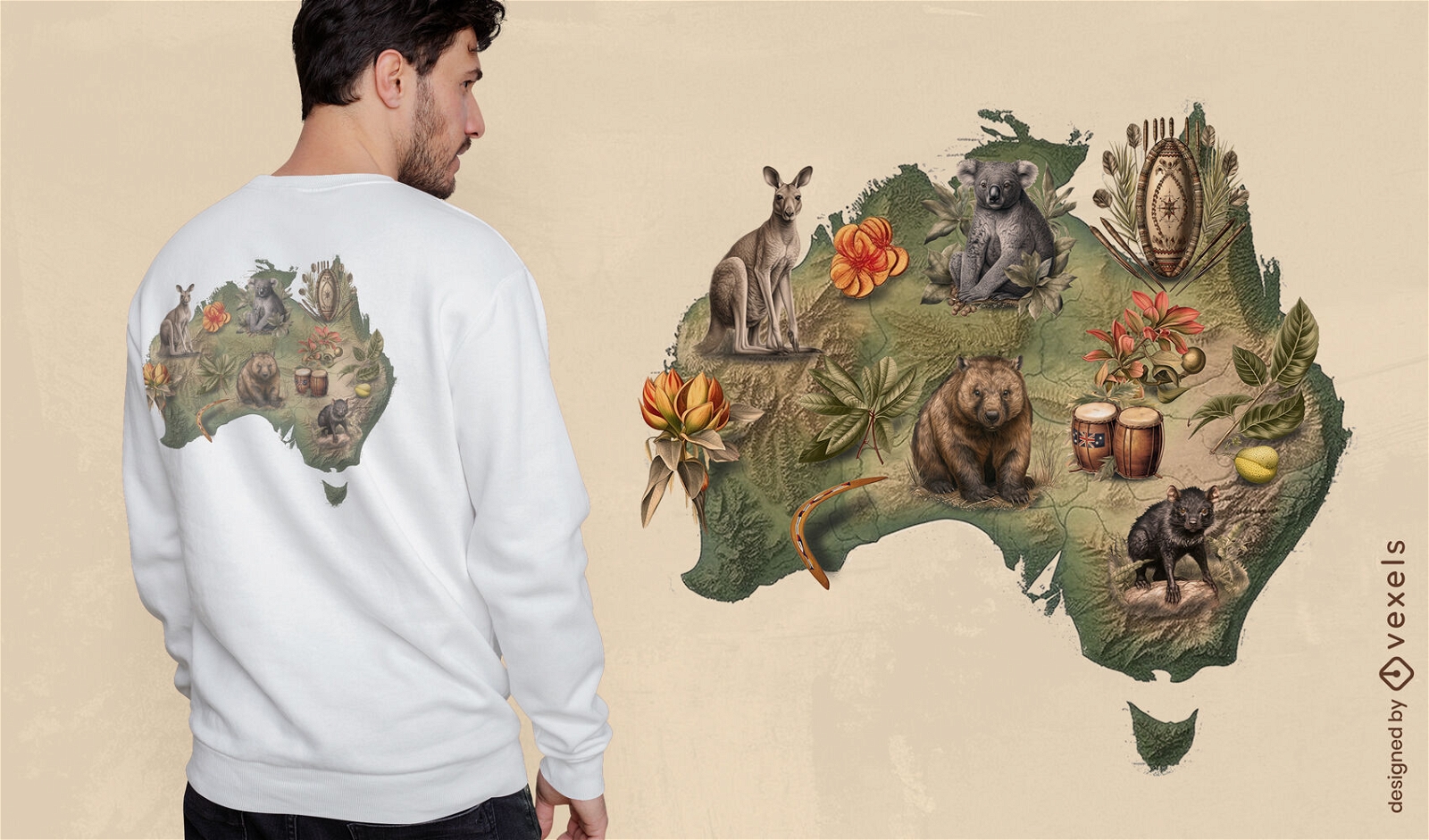 Design de camiseta da vida selvagem australiana