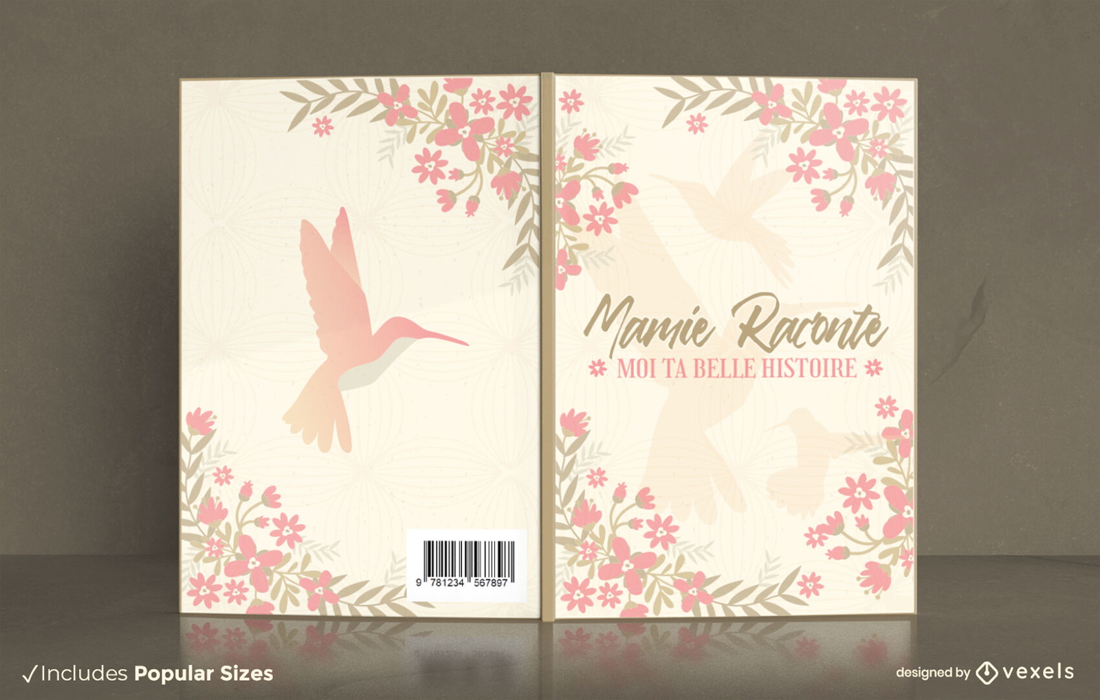 Pink hummingbird book cover design KDP