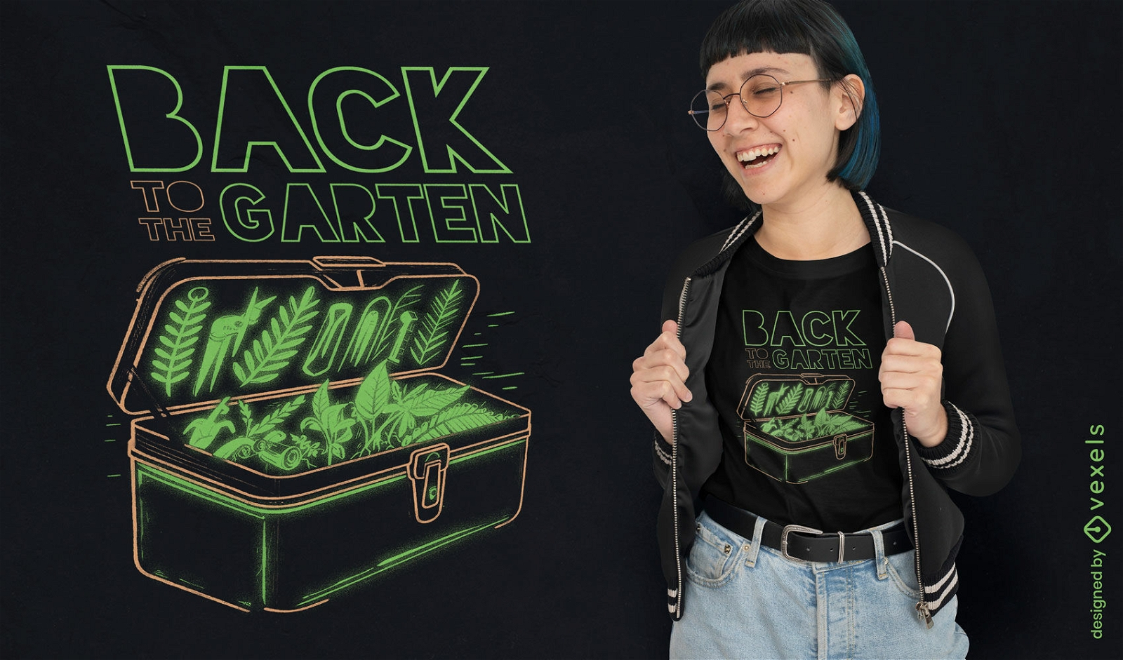 Diseño de camiseta de película de parodia de jardinería.
