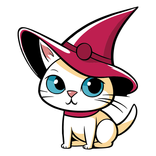 Gato de desenho animado usando um chapéu de bruxa Desenho PNG