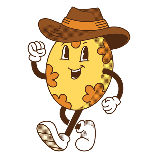 Personagem de desenho animado usando um chapéu de cowboy e correndo Desenho PNG