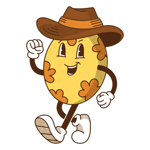 Zeichentrickfigur trägt einen Cowboyhut und rennt PNG-Design