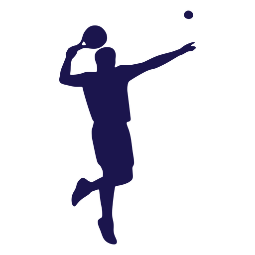 Silhouette of a man hitting a tennis ball PNG Design