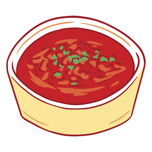 Illustration of a bowl of tomato soup PNG Design