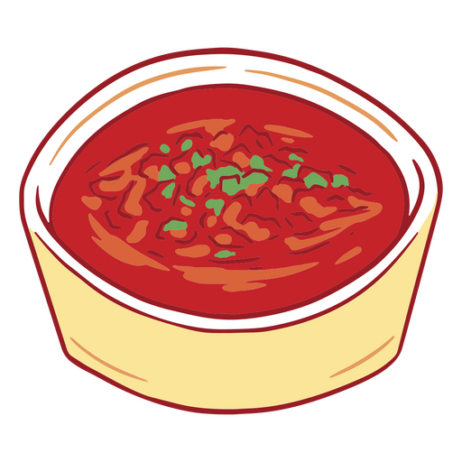 Ilustración de un plato de sopa de tomate Diseño PNG