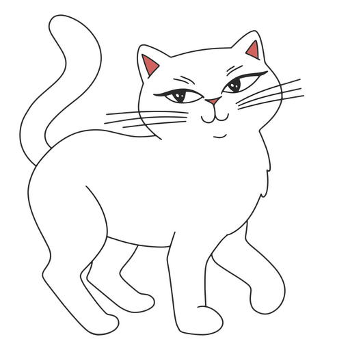 O gato branco está de pé Desenho PNG