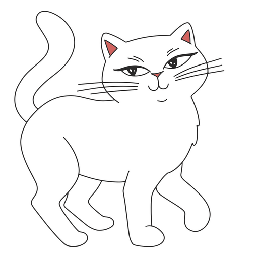 White cat is standing PNG Design