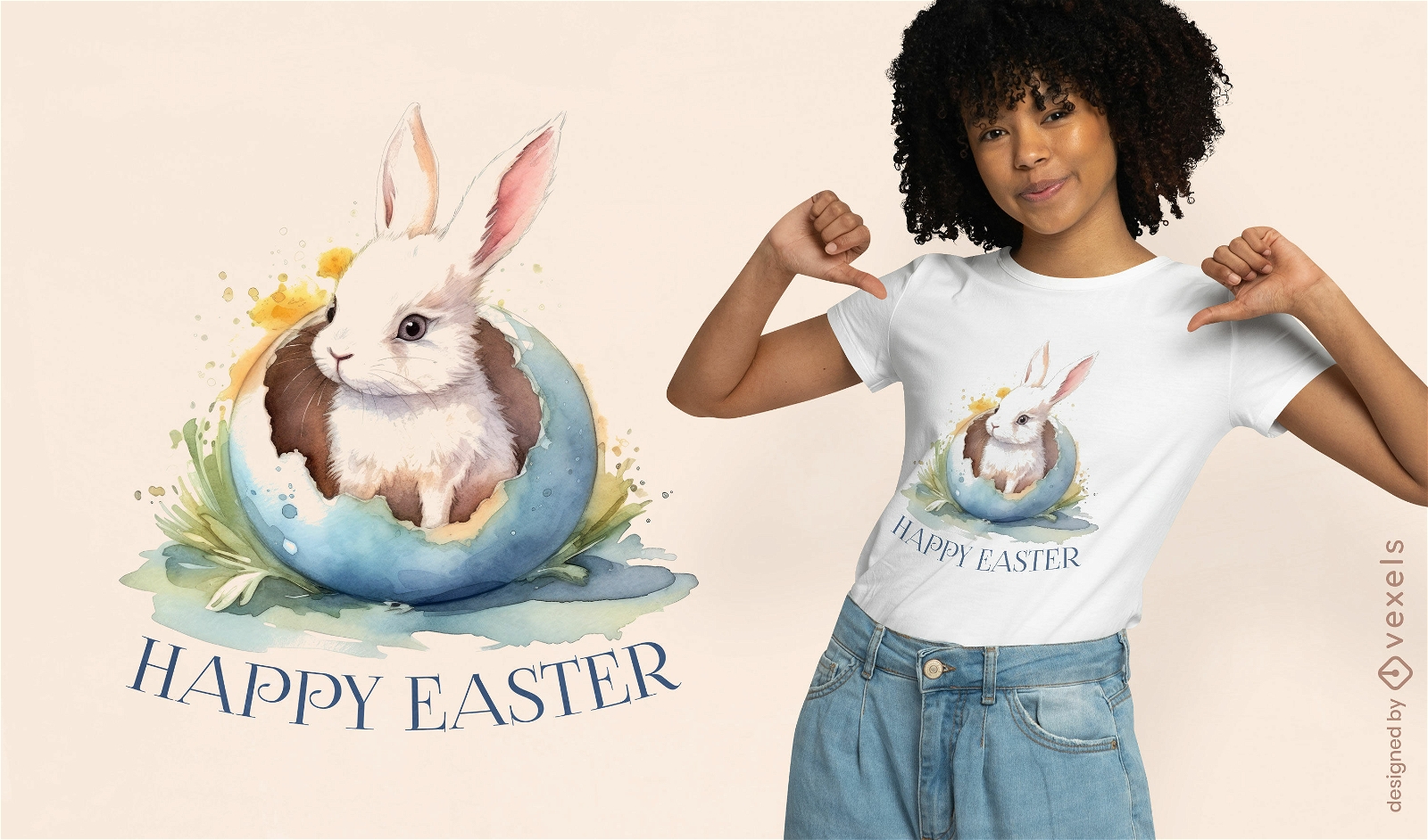 Diseño de camiseta festiva del conejito de Pascua.