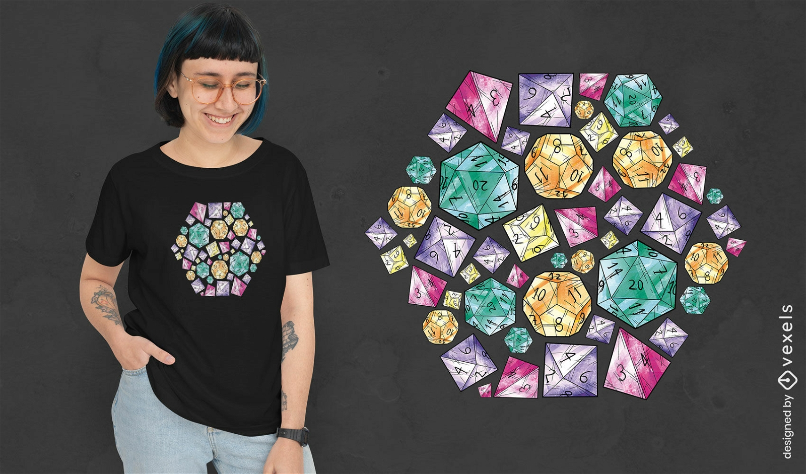 RPG dice collection t-shirt design