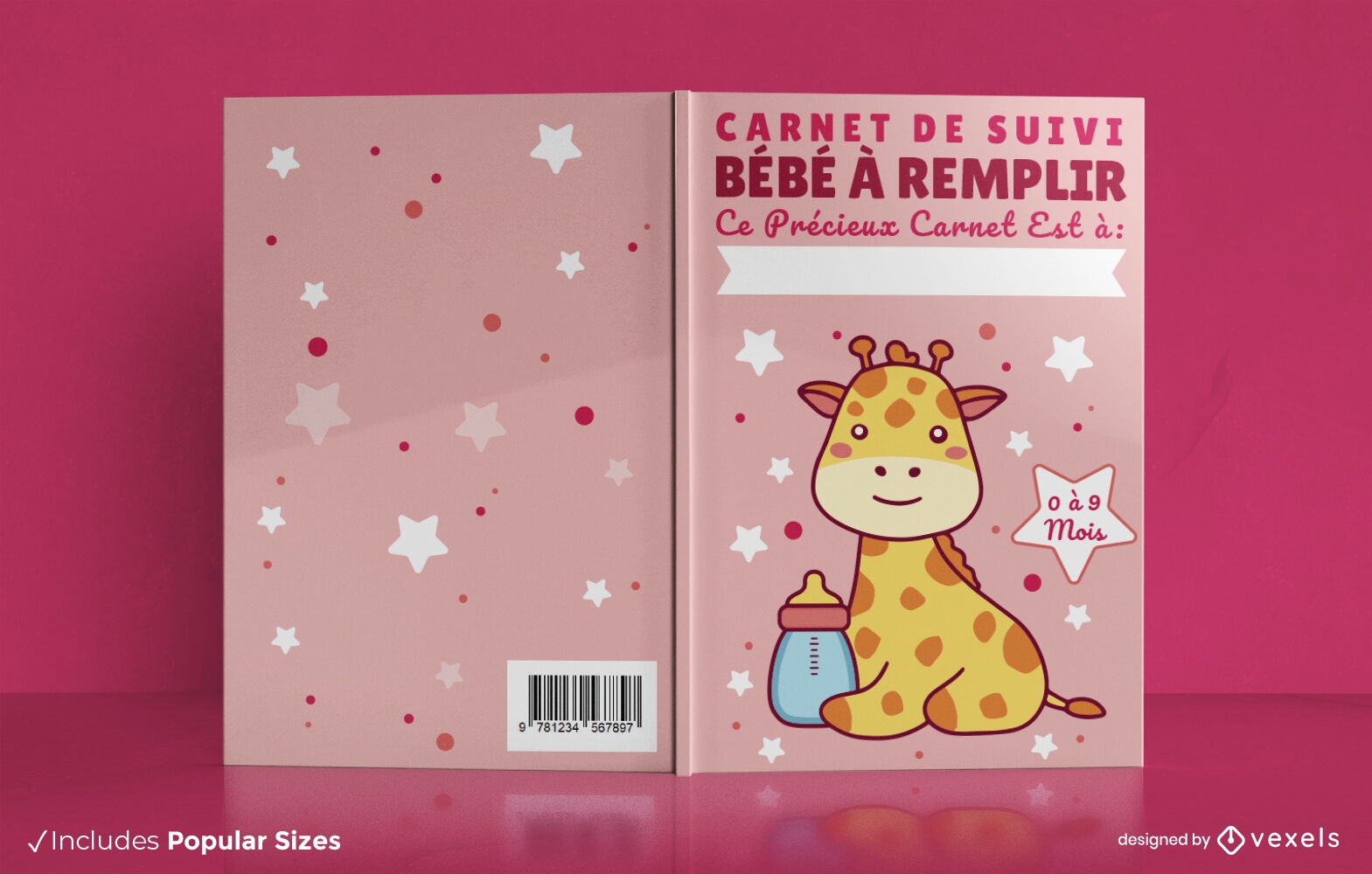 Niedliches Baby-Giraffen-Buchcover-Design