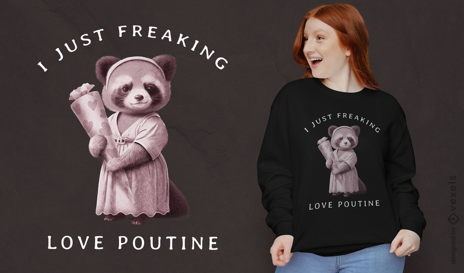 Red panda love poutine t-shirt design
