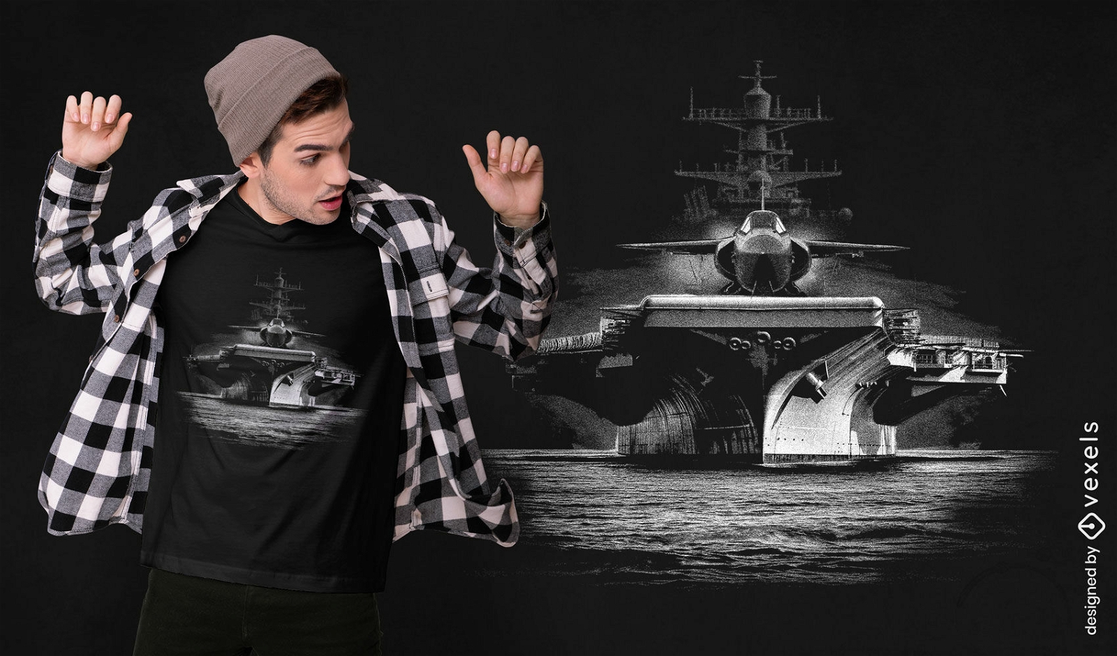 Design de camiseta realista de porta-aviões