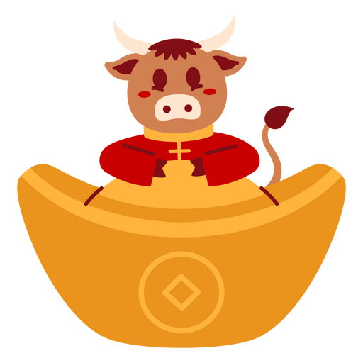 Niedliche Kuhfigur im Goldbarren-Design PNG-Design