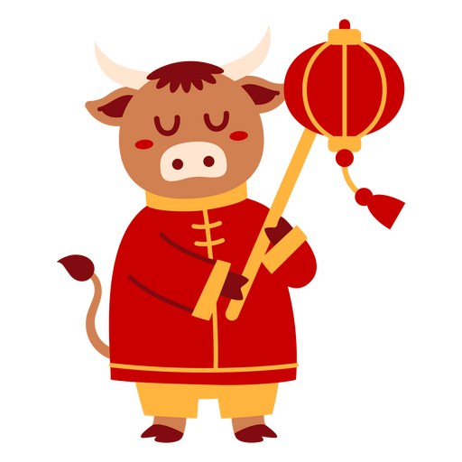 Festliche Cartoon-Stierfigur mit einem dekorativen Laternen-T-Shirt-Design PNG-Design