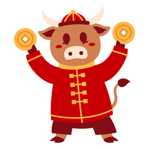 Desenho de touro de desenho animado brincalhão com moedas Desenho PNG