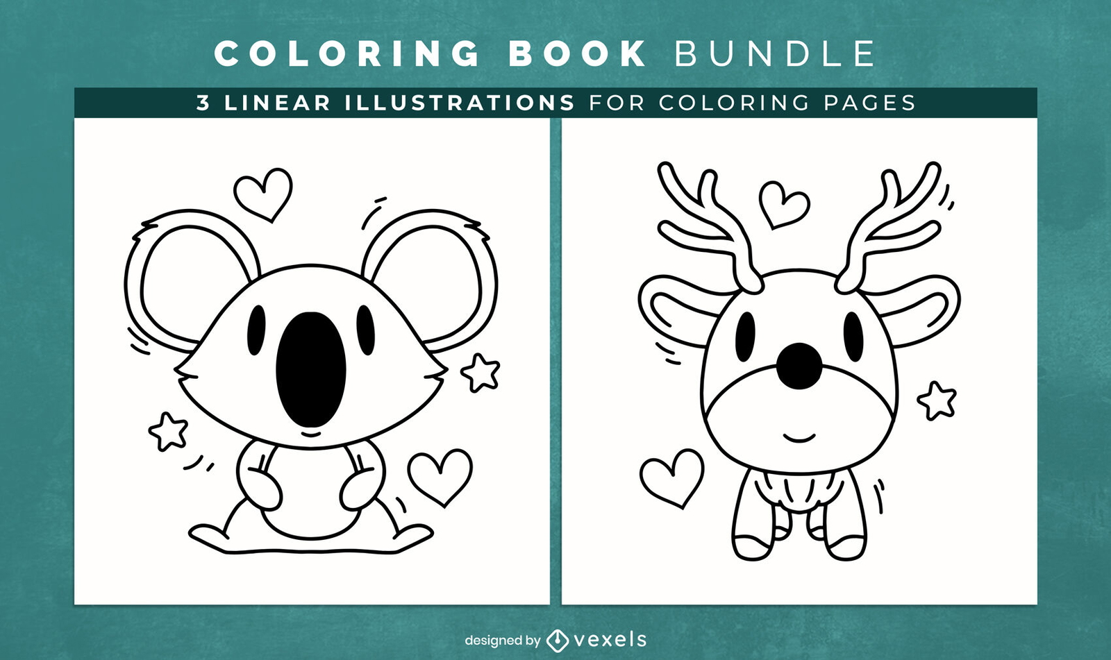 Lindo koala y reno para colorear páginas de diseño de libro