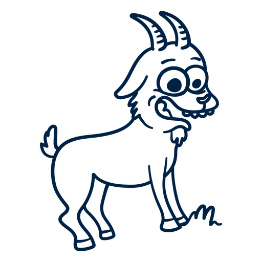 Cartoon goat with horns standing PNG Design